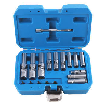 18 PC 3/8 1/4 Drive Glow Plug Removal Socket Set PSG Thin Slotted Tool Kit