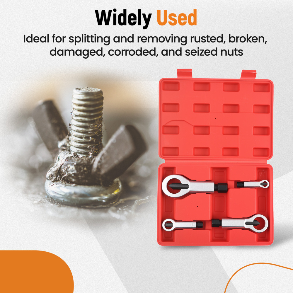 40CR Steel Nut Splitter Set 9-27mm Rusted Nut Removal Tool Kit with Storage compatible for Case