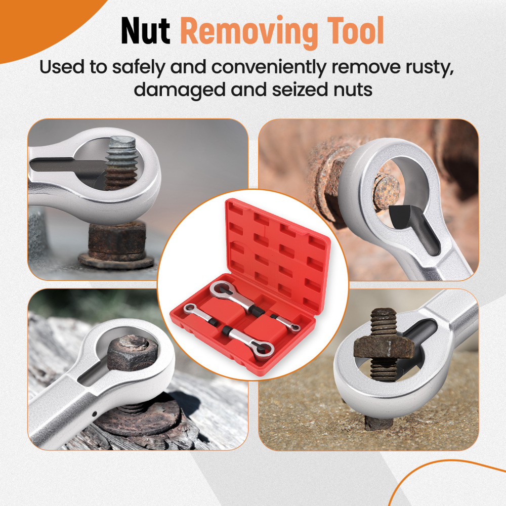 40CR Steel Nut Splitter Set 9-27mm Rusted Nut Removal Tool Kit with Storage compatible for Case