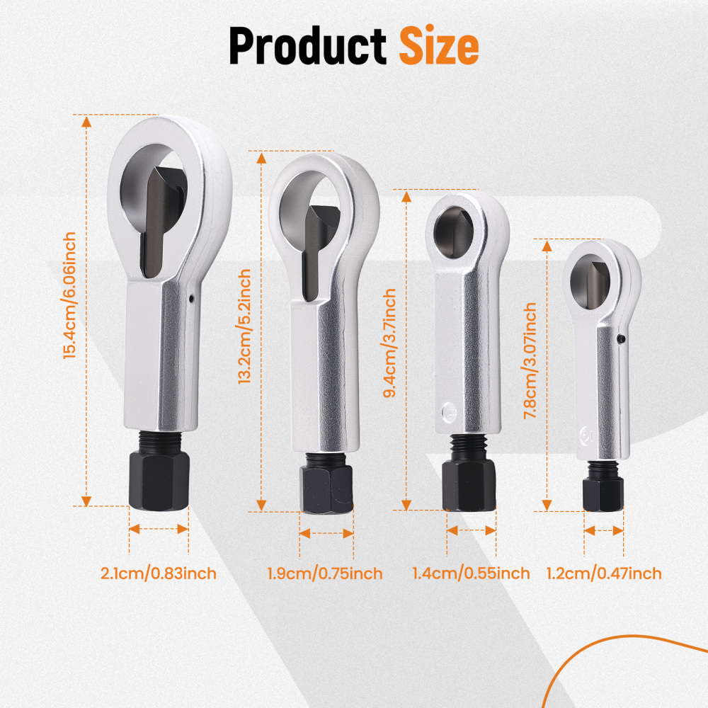 40CR Steel Nut Splitter Set 9-27mm Rusted Nut Removal Tool Kit with Storage compatible for Case