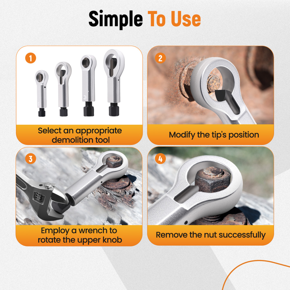 40CR Steel Nut Splitter Set 9-27mm Rusted Nut Removal Tool Kit with Storage compatible for Case