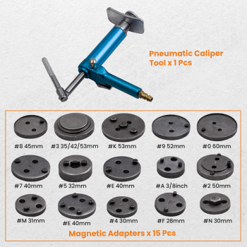 Kit pinza freno a disco pneumatico 16 pezzi Strumento compressore pistone pinza freno pneumatico
