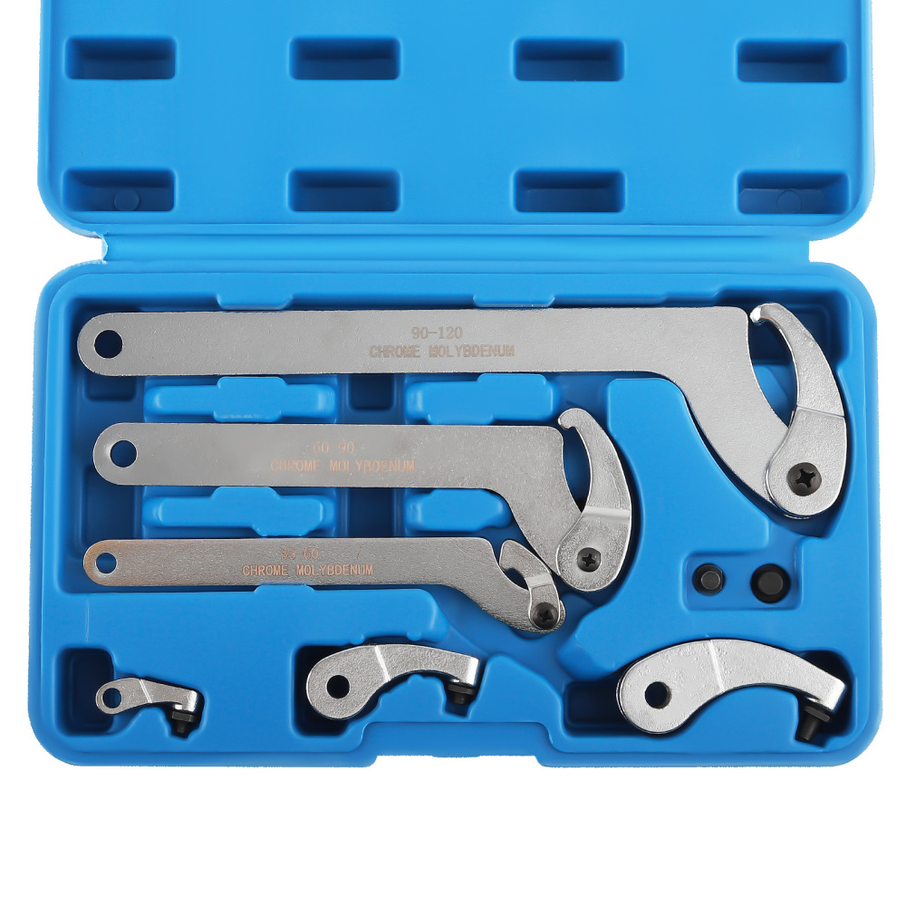 Hook Pin Wrench Spanner Tool Kit for Adjusting Collars Lock Nut Rings Bearin