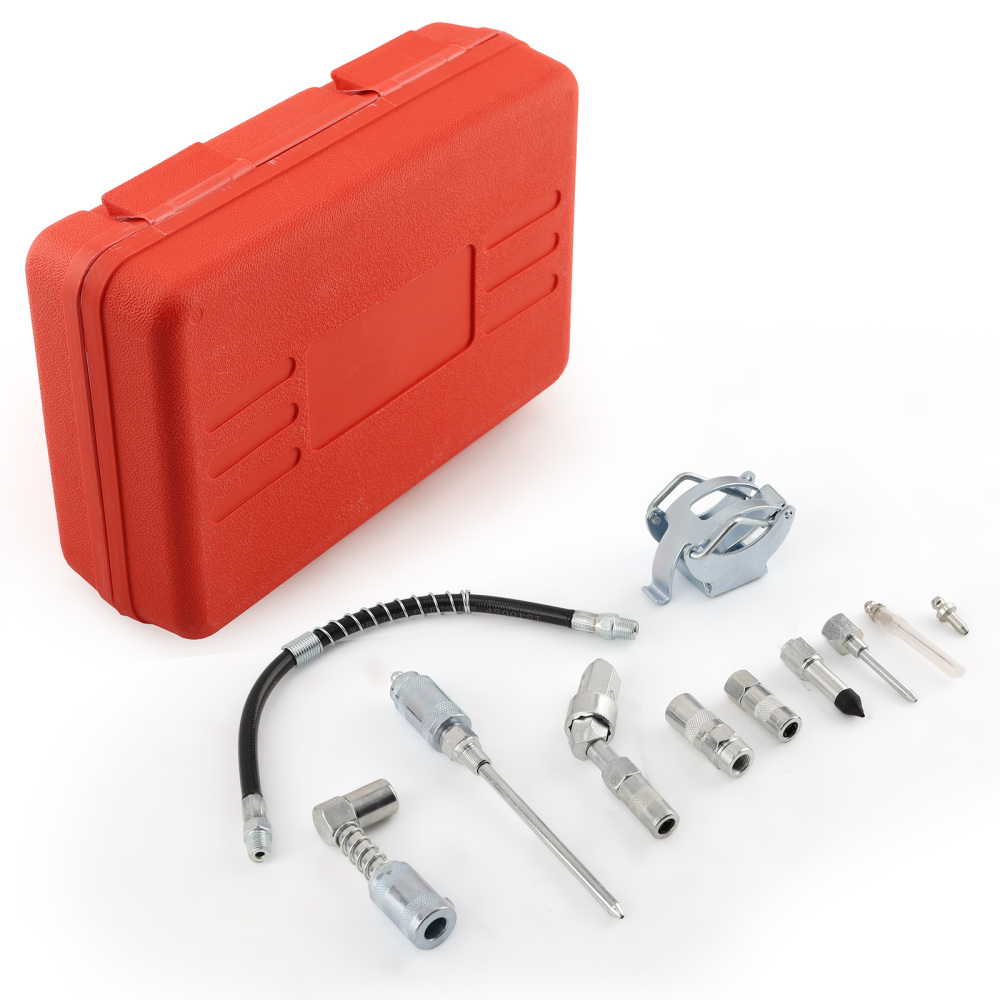 11PC Automotive Grease Gun Kit 3000PSI with Multiple Fittings and compatible for Case