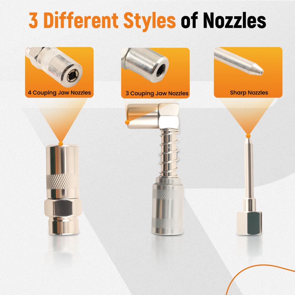 11PC Automotive Grease Gun Kit 3000PSI with Multiple Fittings and compatible for Case