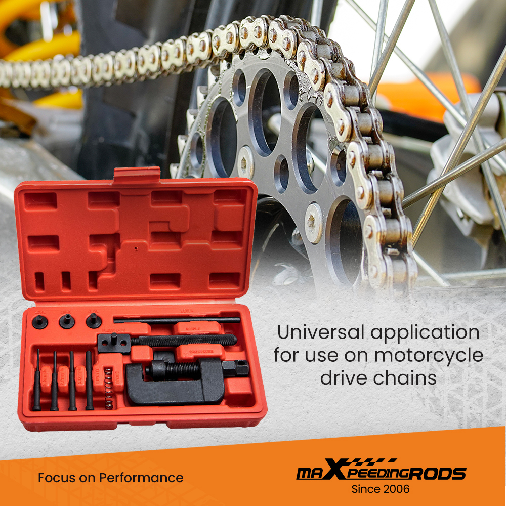 Chain Breaker Riveting Tool Cutter Cam Drive Motorcycle Link Separator 13pcs