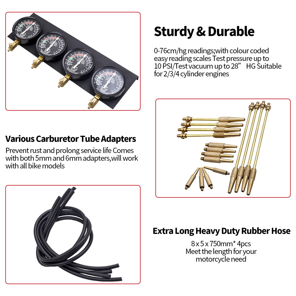 Motorcycle Fuel Vacuum Carburetor compatible for Synchronizer Carb compatible for Sync Rubber Hose Balancer