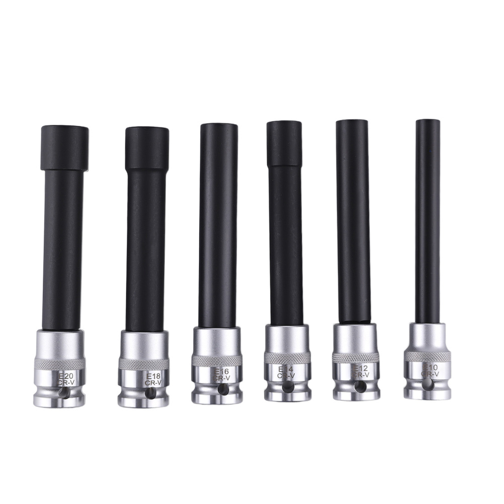 6pc Deep E-Type Socket Kit 1/2 Drive E10-E20 for Auto Repair 140mm CR-V Steel