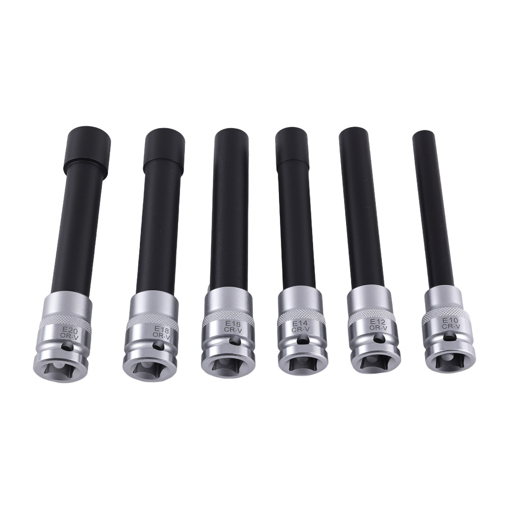 6pc Deep E-Type Socket Kit 1/2 Drive E10-E20 for Auto Repair 140mm CR-V Steel