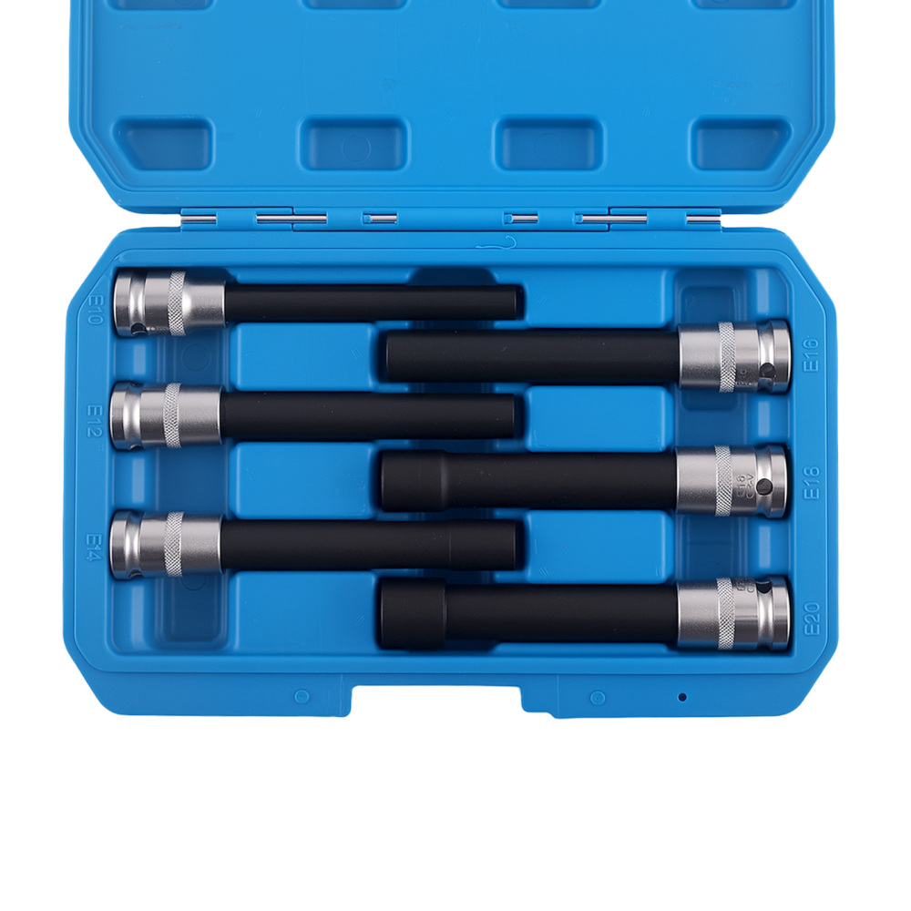 6pc Deep E-Type Socket Kit 1/2 Drive E10-E20 for Auto Repair 140mm CR-V Steel