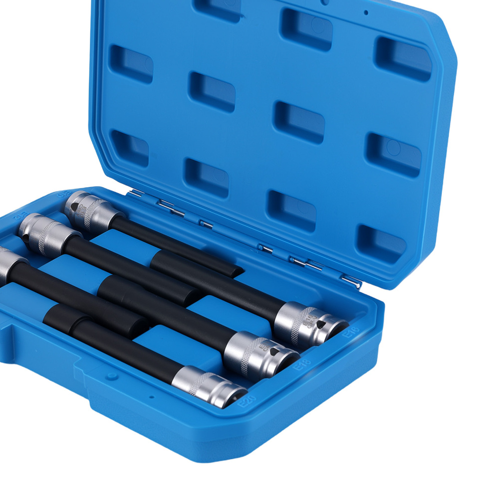 6pc Deep E-Type Socket Kit 1/2 Drive E10-E20 for Auto Repair 140mm CR-V Steel