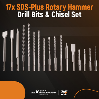 17PC SDS Plus Rotary Hammer Drill Bit Chisel Set for Masonry Concrete Tile Brick