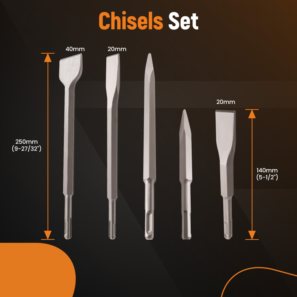 17 PC SDS PLUS ROTARY HAMMER BITS DRILL BITCHISEL GROOVE CONCRETE