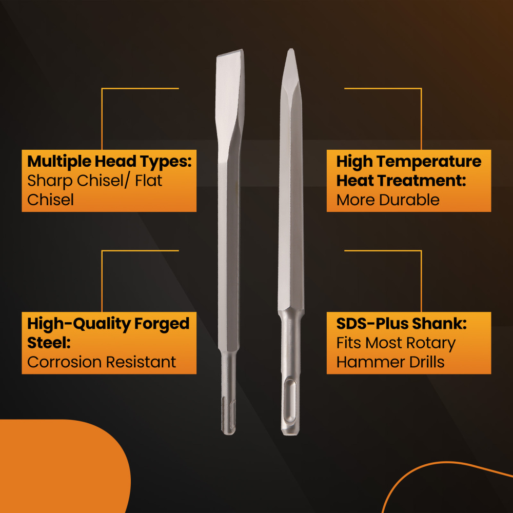 17 PC SDS PLUS ROTARY HAMMER BITS DRILL BITCHISEL GROOVE CONCRETE