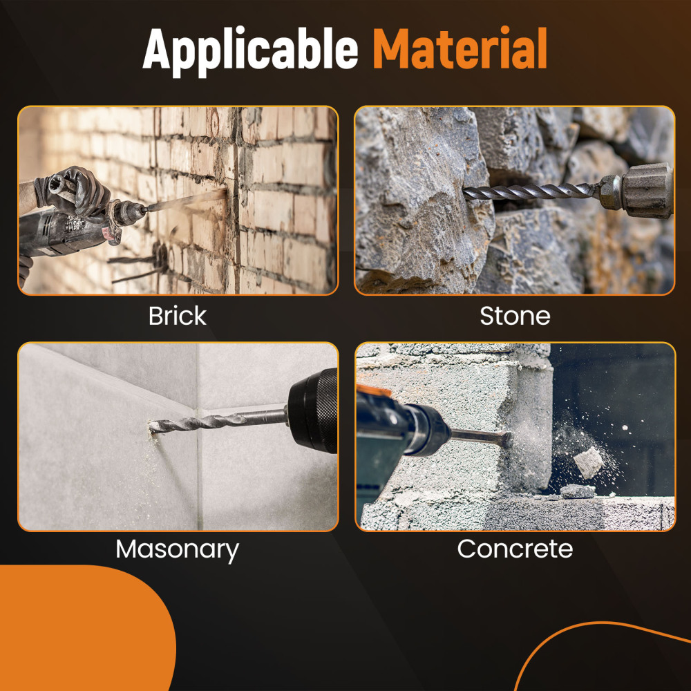 17 PC SDS PLUS ROTARY HAMMER BITS DRILL BITCHISEL GROOVE CONCRETE