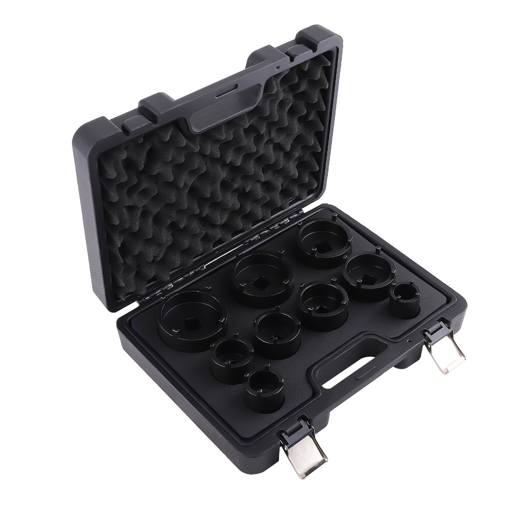 9X 1/2 3/4 Drive Grooved Lock Nuts Socket Set With External Teeth KM4-KM12