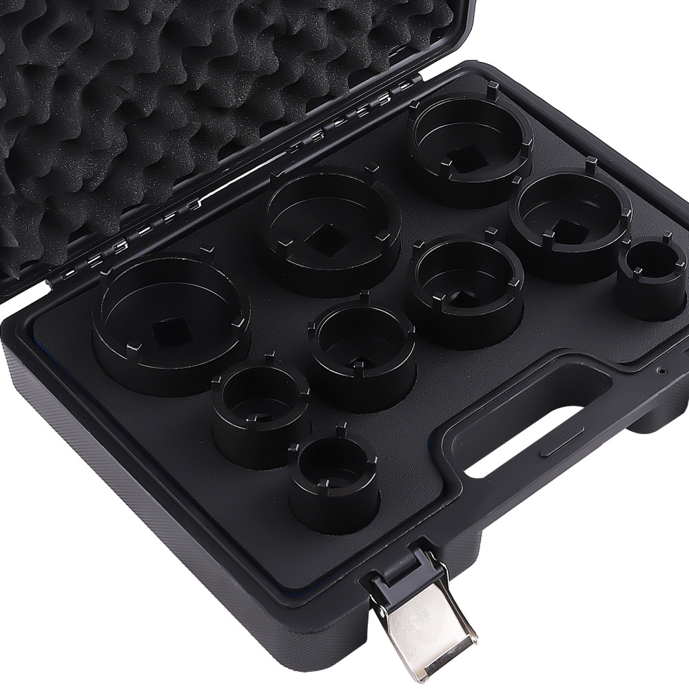 9X 1/2 3/4 Drive Grooved Lock Nuts Socket Set With External Teeth KM4-KM12