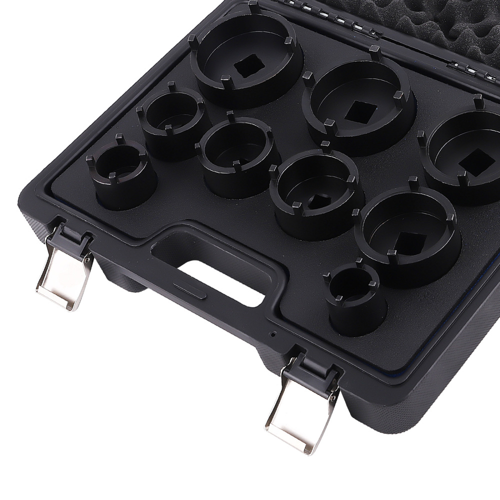 9X 1/2 3/4 Drive Grooved Lock Nuts Socket Set With External Teeth KM4-KM12