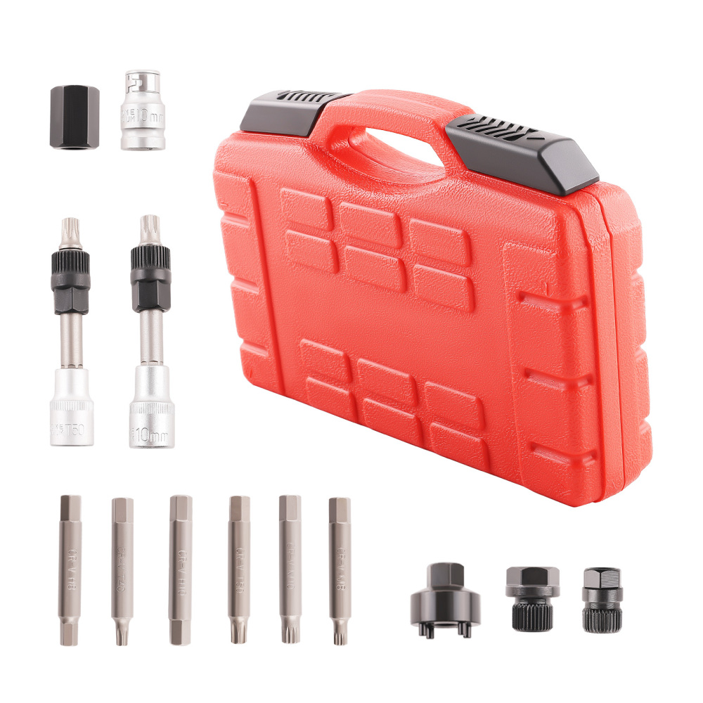 13pcs Alternator Freewheel Pulley Removal Socket Bit Set Garage Service Tool Kit