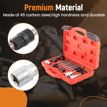 13pcs Alternator Freewheel Pulley Removal Socket Bit Set Garage Service Tool Kit