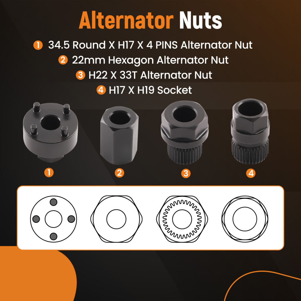 13pcs Alternator Freewheel Pulley Removal Socket Bit Set Garage Service Tool Kit