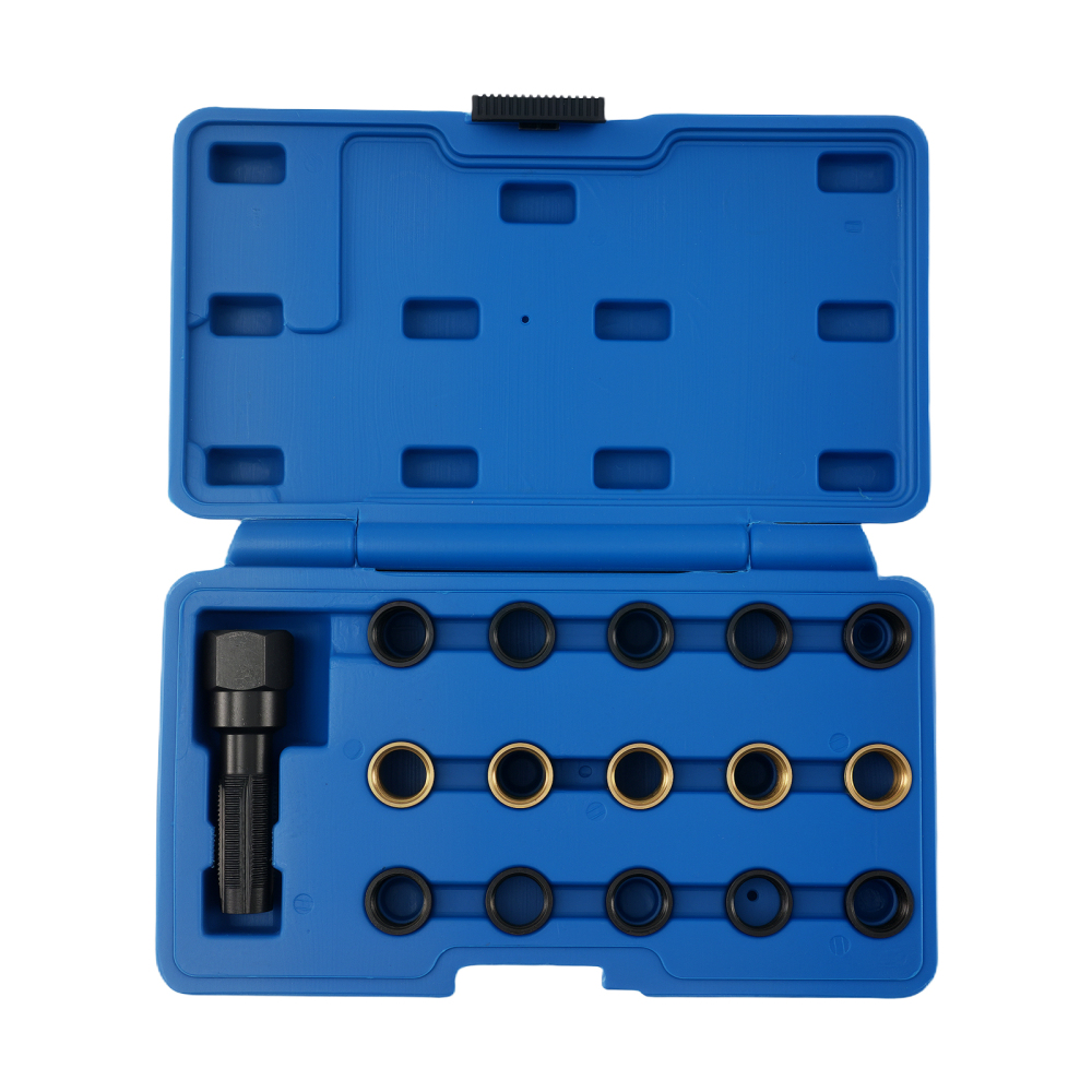 16 Piece Engine Repair Tool Kit M14 M16 Spark Plug Thread Reamer Insert