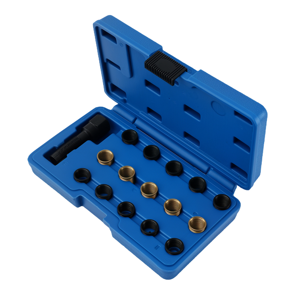 16 Piece Engine Repair Tool Kit M14 M16 Spark Plug Thread Reamer Insert