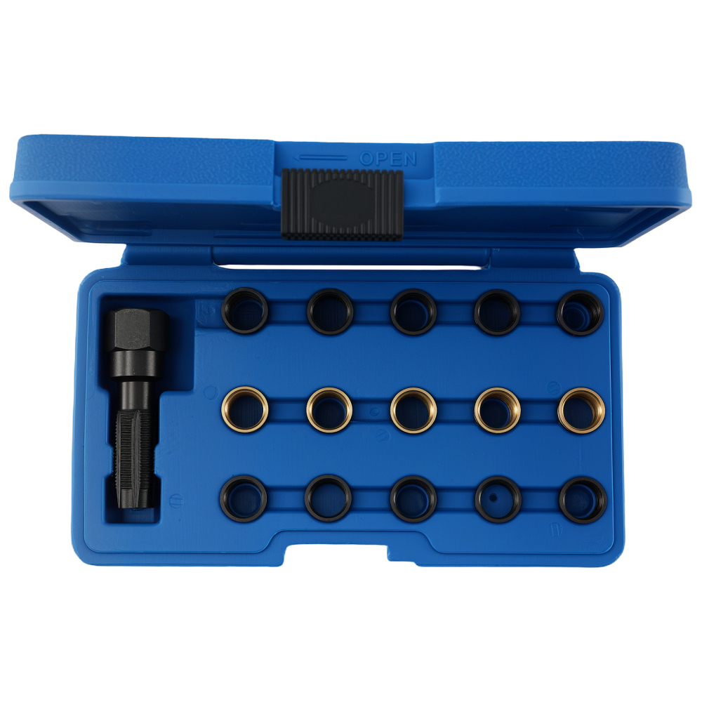 16 Piece Engine Repair Tool Kit M14 M16 Spark Plug Thread Reamer Insert