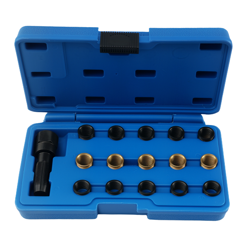 16 Piece Engine Repair Tool Kit M14 M16 Spark Plug Thread Reamer Insert