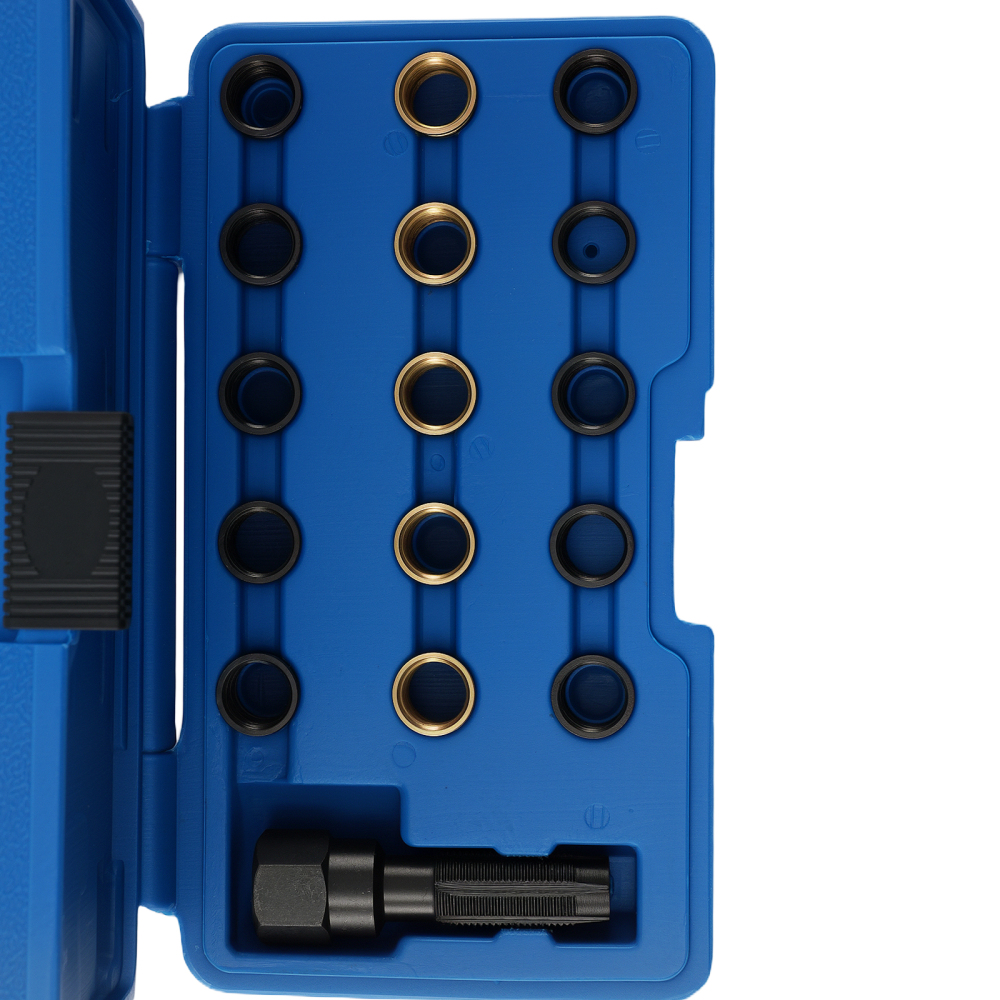 16 Pezzi Kit Professionale Riparazione Filettature Candele M14 1.25 Acciaio