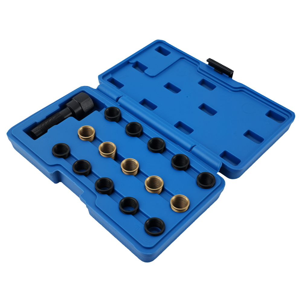 16 Pezzi Kit Professionale Riparazione Filettature Candele M14 1.25 Acciaio