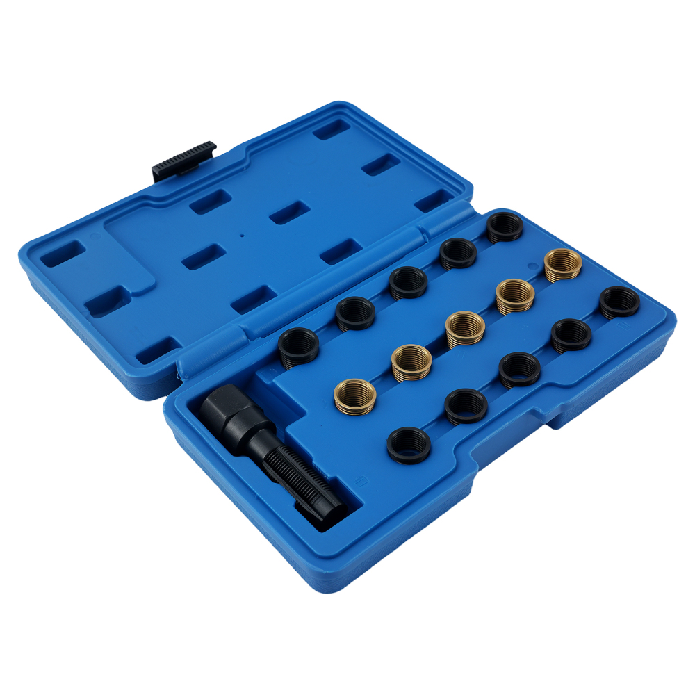 16 Pezzi Kit Professionale Riparazione Filettature Candele M14 1.25 Acciaio