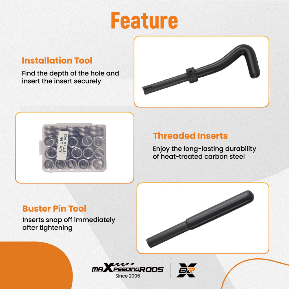 338Pc Automotive Engine Thread Insert Kit SAE Metric for Repair Tool Set