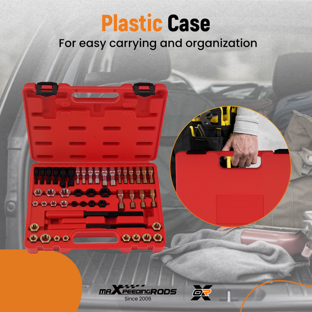 48pc Metric SAE Thread Kit for Vehicle Engine Repair M6-M14 UNC UNF Tool Set