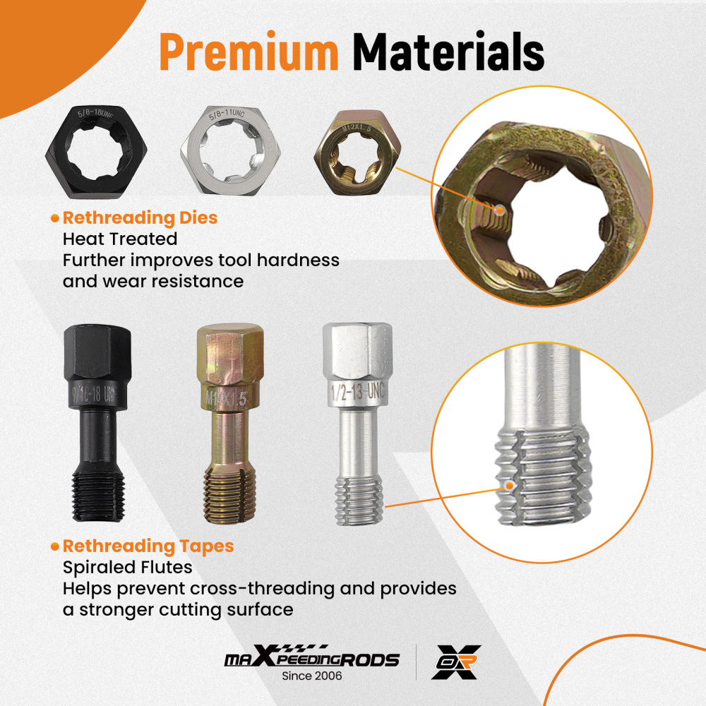 48pc Metric SAE Thread Kit for Vehicle Engine Repair M6-M14 UNC UNF Tool Set