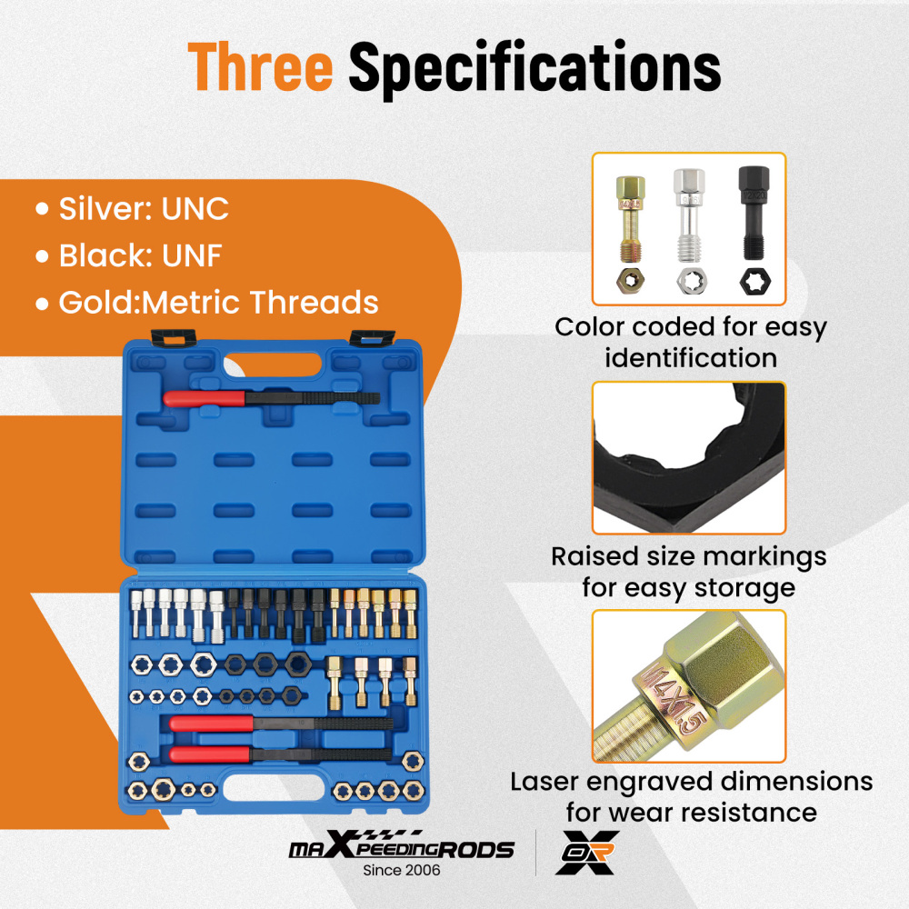 49 Piece Thread Repair Kit UNC UNF Metric Die Set Thread Restorer Universal