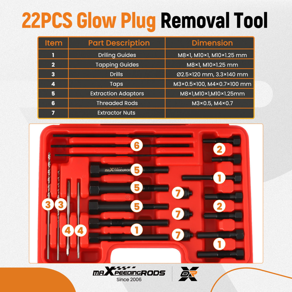 M8 M10 Kit Extracteur Bougie de Préchauffage Kit extracteur électrode Outils