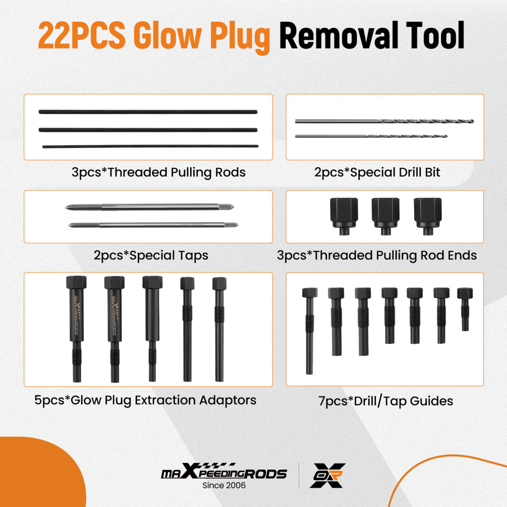 Glow Plug Electrodes Extract Removal Tool Kit M8 X 1.0 - M10 X 1.0 - M10 X 1.25