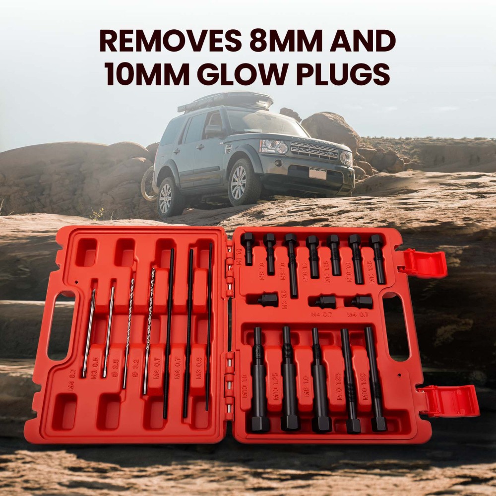For Damaged Broken Glow Plugs M8 M10 22PCS Glow Plug Electrodes Removal Tool kit