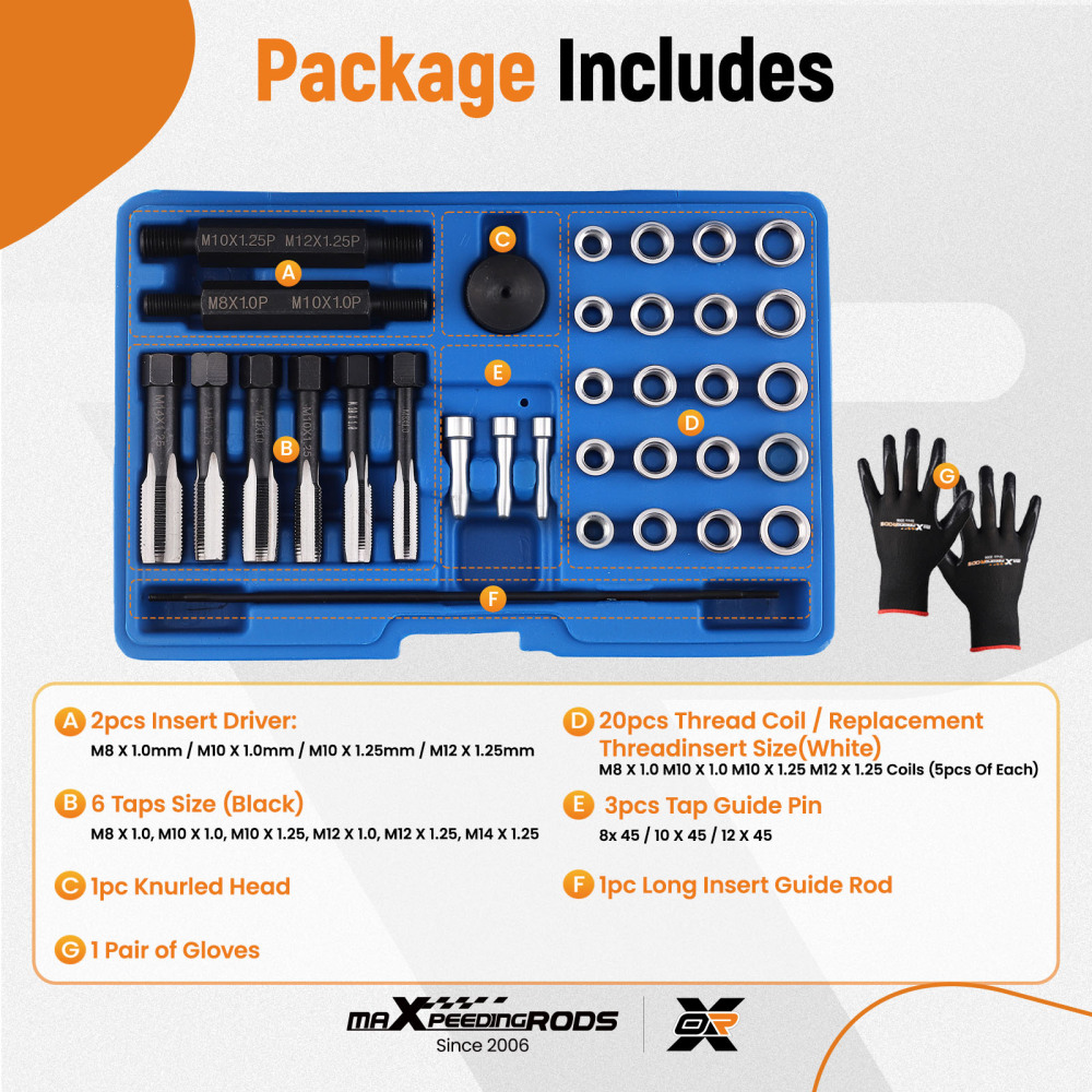 33PCS Glow Plug Thread Repair Tool Kit M12 for Cylinder Head Thread Chaser Set