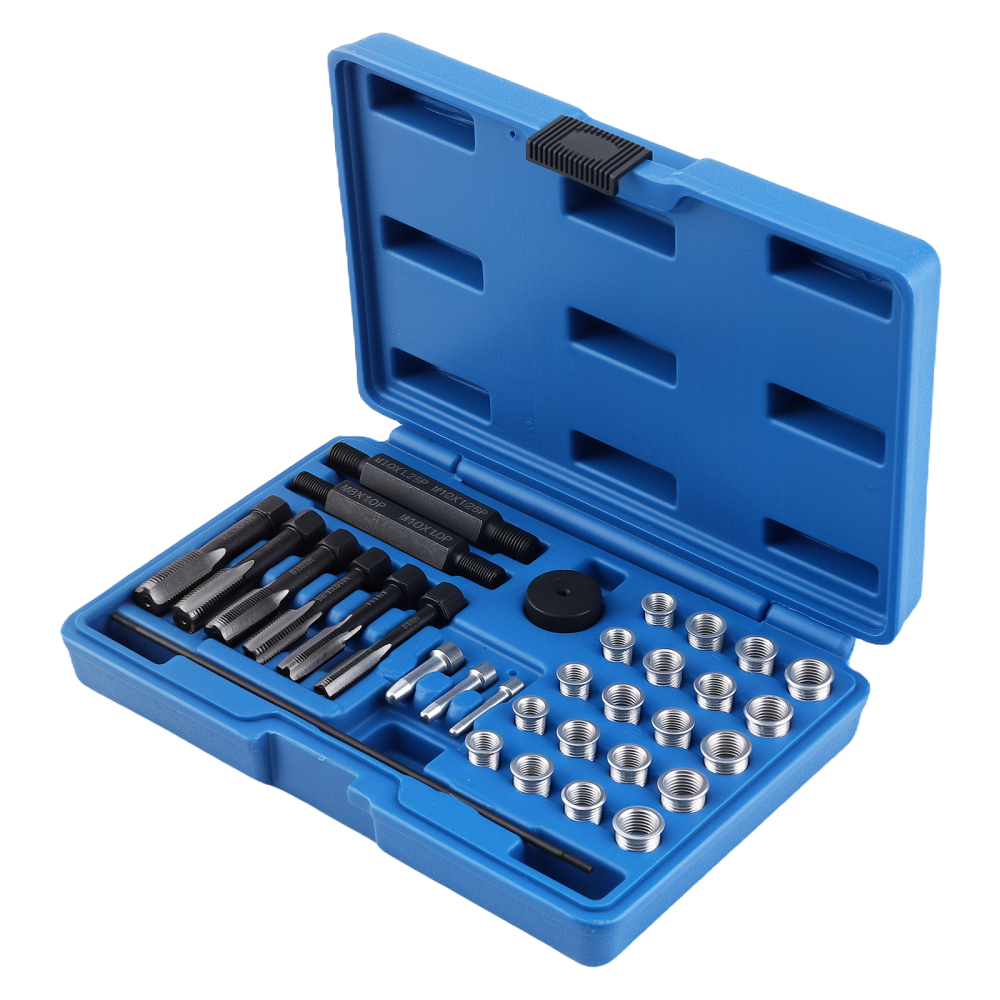 33PCS Glow Plug Thread Repair Tool Kit M12 for Cylinder Head Thread Chaser Set