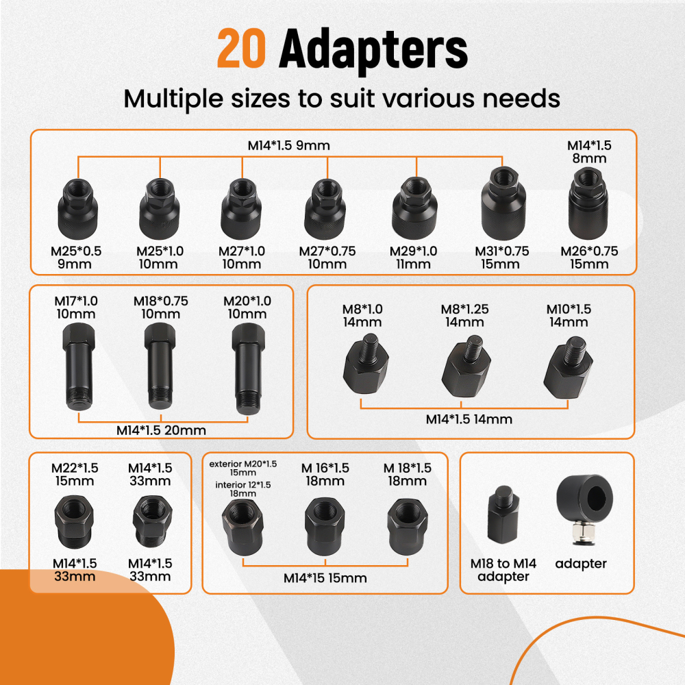 Estrattore pneumatico per rimozione iniettori Diesel Air Tool 19 adattatori
