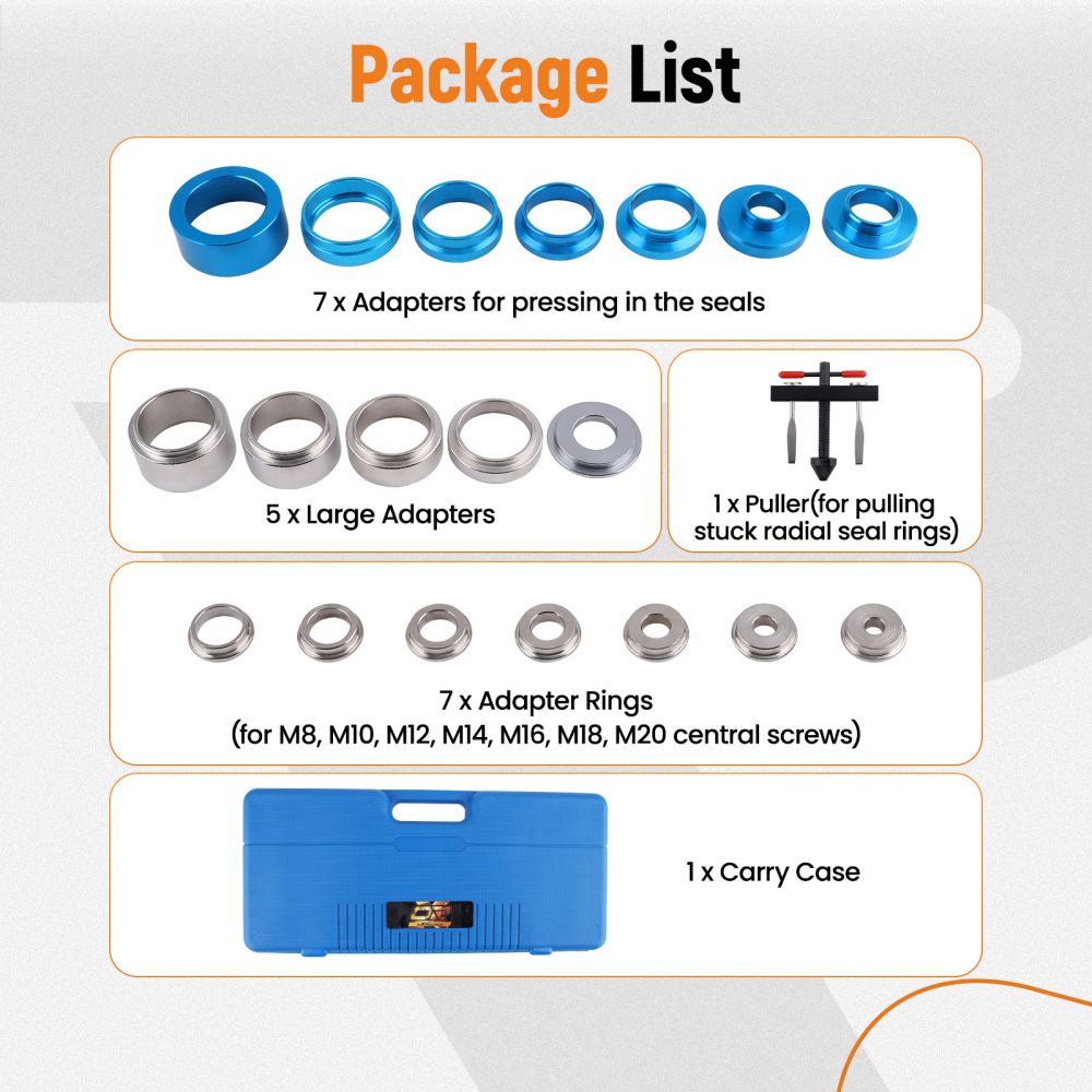 Crankshaft Camshaft Oil Seal Remover Installer Adapters Tool Kit