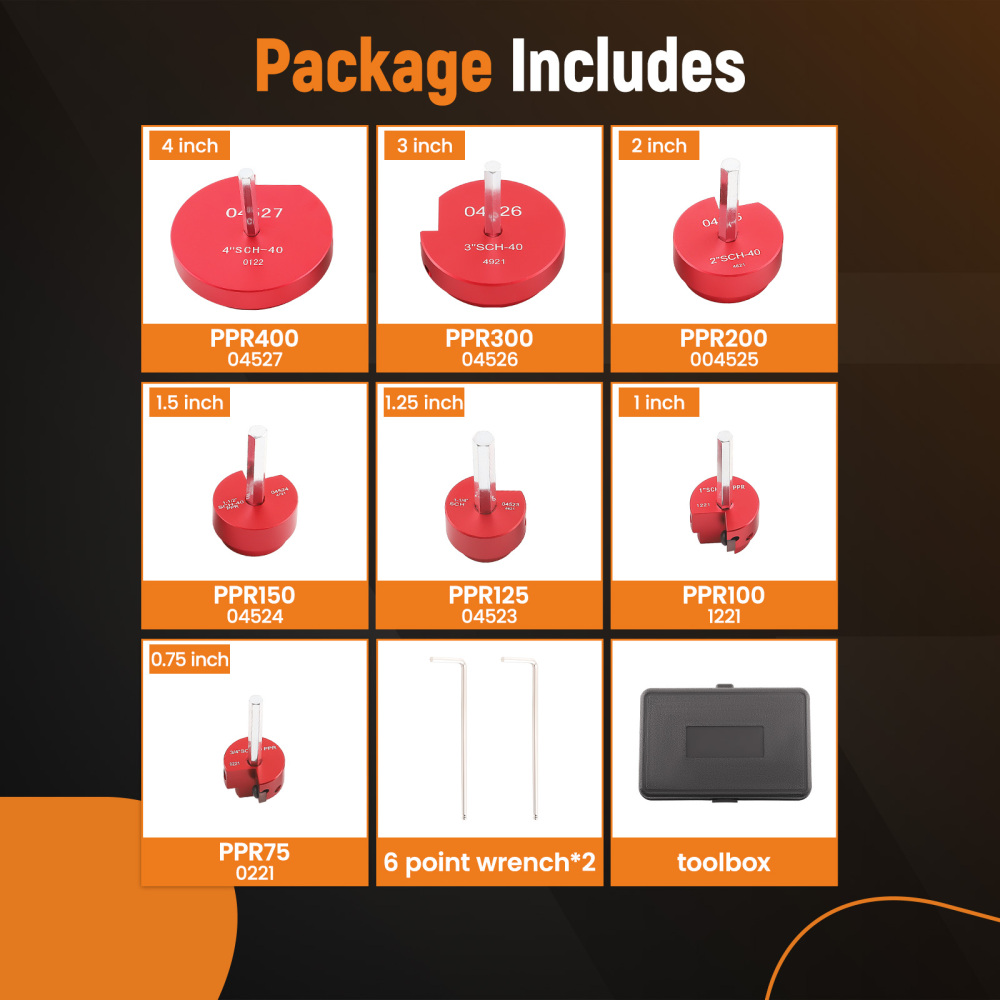 7pcs Pipe Fitting Reamer Fit into standard 1/2 inch drill.Shaft Size: 3/8