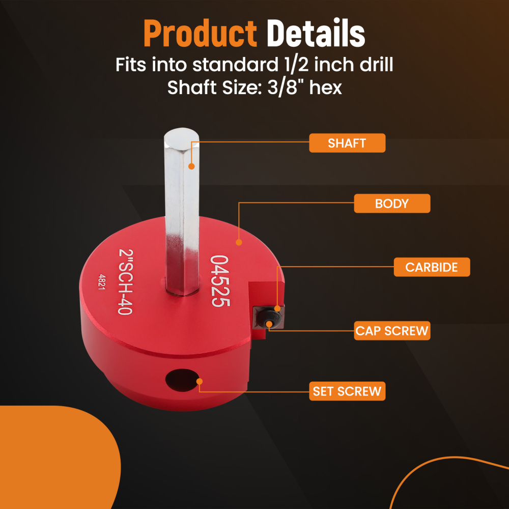 7pcs Pipe Fitting Reamer Fit into standard 1/2 inch drill.Shaft Size: 3/8