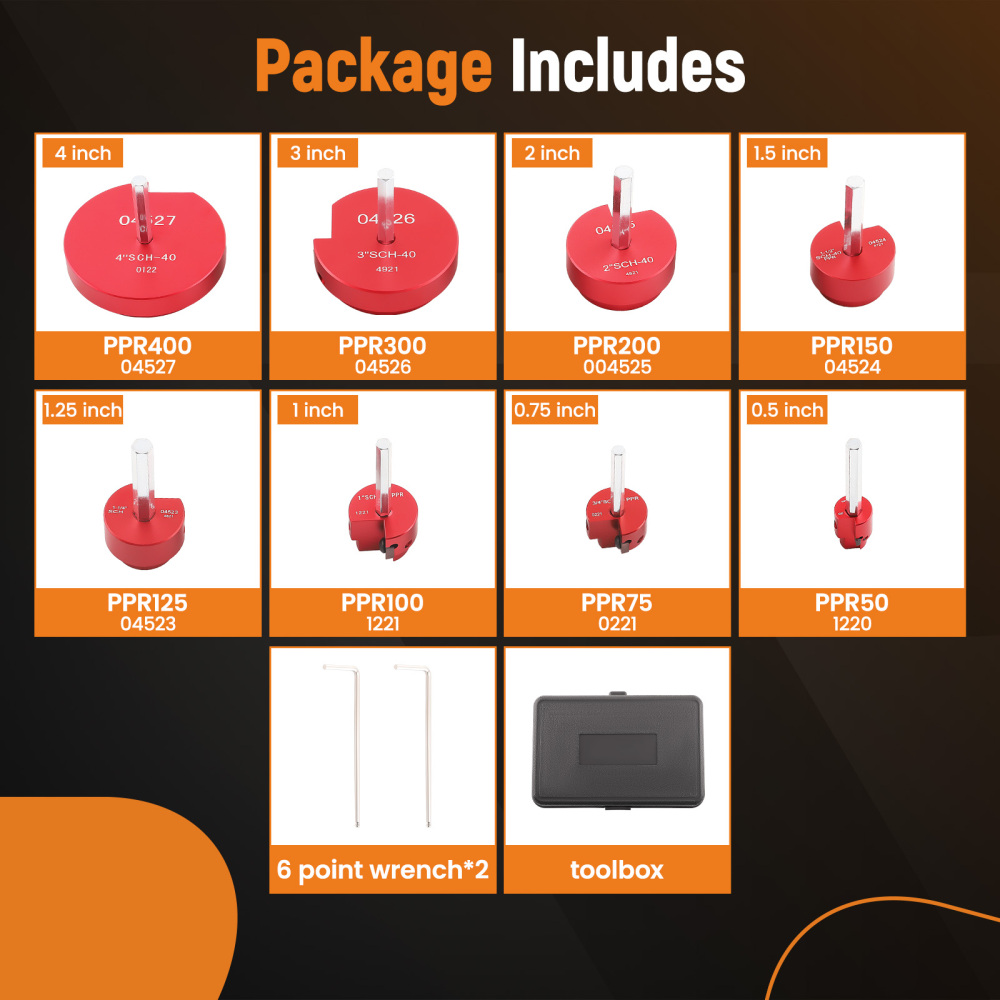 8pcs Plastic Pipe Fitting Reamer Fit into Standard 1/2 Inch Drill and 3/8 Inch