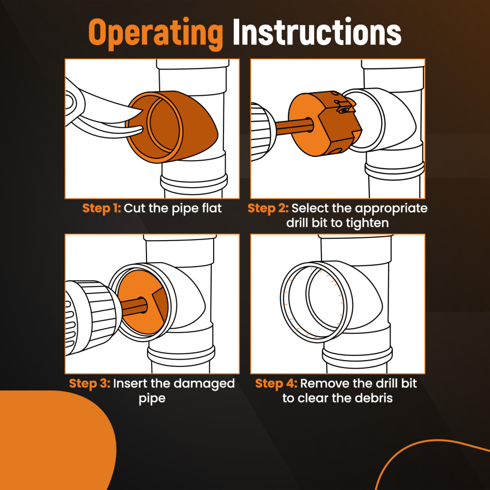 8pcs Plastic Pipe Fitting Reamer Fit into Standard 1/2 Inch Drill and 3/8 Inch