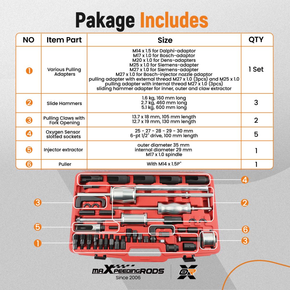 For BOSCH 40PCS Diesel Injector Extractor Nozzle Remover Puller Tool MASTER Kit 