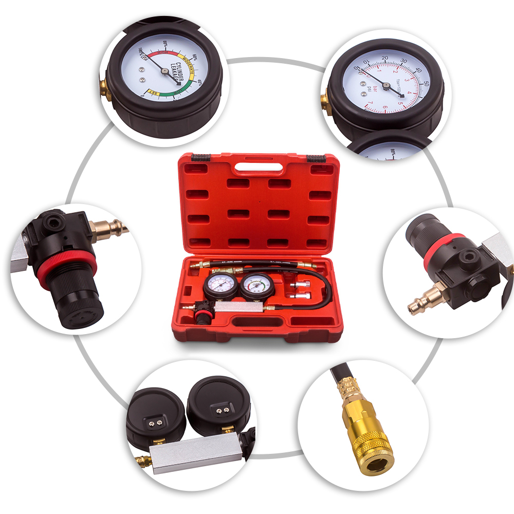 1 x Kit Di Riparazione per Auto Kit per Tester Di Rilevamento Perdite Motore Cilindro Perdite
