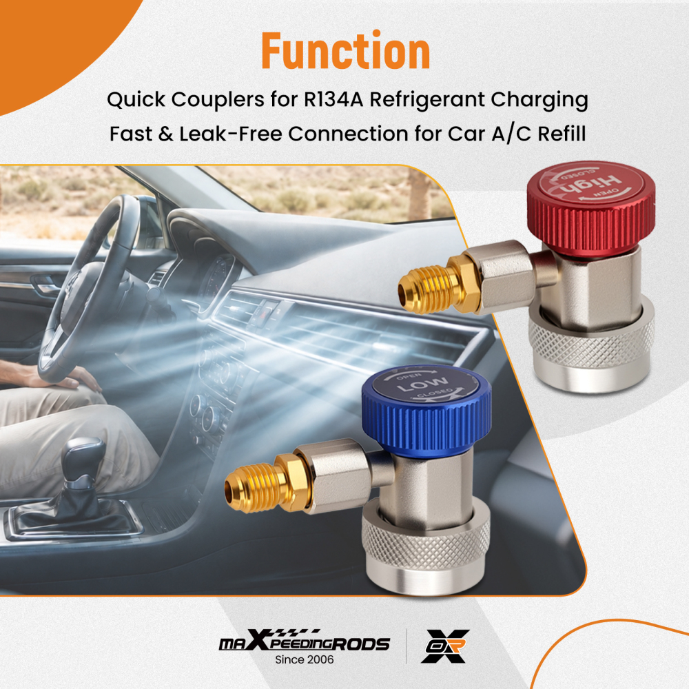 Compatible for AC Quick Connect Adapter Set for R134a System 1/4 SAE Male High Low Side Kit